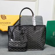 Goyard Anjou Reversible Tote In Goyardine Calfskin Black