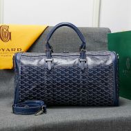 Goyard Boston 50 Bag In Goyardine Canvas Navy Blue