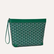 Goyard Conti Pouch In Goyardine Canvas Green