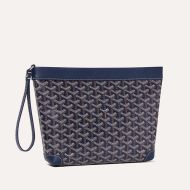 Goyard Conti Pouch In Goyardine Canvas Navy Blue