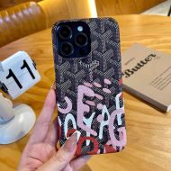 Goyard Letters Camouflage iPhone Case In Goyardine Saint Louis Black/Pink