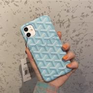 Goyard iPhone Case with Card Case In Goyardine Blue