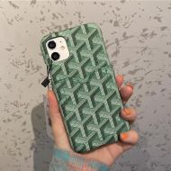 Goyard iPhone Case with Card Case In Goyardine Green