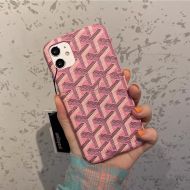 Goyard iPhone Case with Card Case In Goyardine Pink