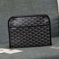 Goyard Jouvence Toiletry Bag In Goyardine Canvas Black/Brown