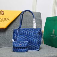 Goyard Mini Anjou Reversible Tote In Goyardine Calfskin Blue