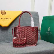 Goyard Mini Anjou Reversible Tote In Goyardine Calfskin Burgundy