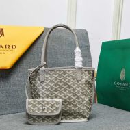 Goyard Mini Anjou Reversible Tote In Goyardine Calfskin Light Grey