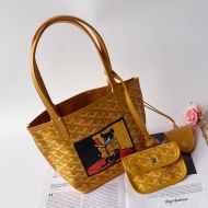 Goyard Mini Anjou Reversible Tote In Goyardine Calfskin with French Bulldog Yellow