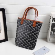 Goyard Mini Poitiers Tote In Goyardine Canvas Black/Brown