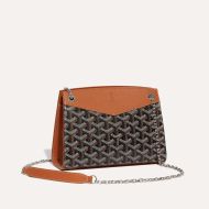 Goyard Mini Rouette Structure Bag In Goyardine Canvas Brown