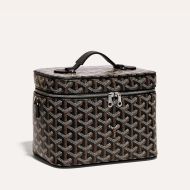 Goyard Muse Vanity Case In Goyardine Canvas Black/Brown