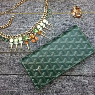 Goyard Richelieu Long Wallet In Goyardine Canvas Green