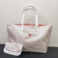 Goyard Saint Louis Reversible Tote In Goyardine Claire-Voie Canvas with Exclusive Kaki Logo Pink