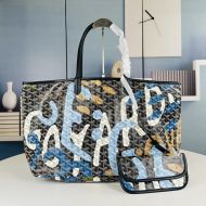 Goyard Saint Louis Reversible Tote In Goyardine Canvas with Letteres Camouflage Black/Blue