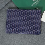 Goyard Senat Pouch In Goyardine Canvas Navy Blue