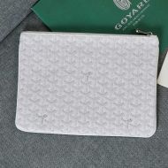 Goyard Senat Pouch In Goyardine Canvas White