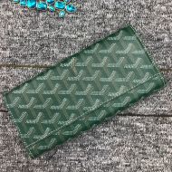 Goyard Varenne Long Wallet In Goyardine Canvas Green