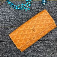 Goyard Varenne Long Wallet In Goyardine Canvas Yellow