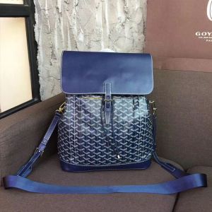 Goyard Alpin MM Backpack In Goyardine Canvas Blue