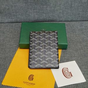 Goyard Grenelle Passport Cover In Goyardine Canvas Black