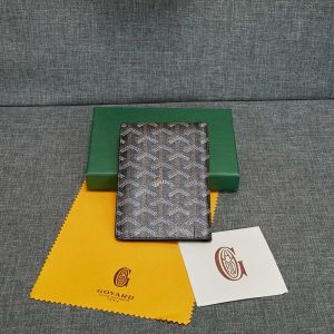 Goyard Grenelle Passport Cover In Goyardine Canvas Black/Brown