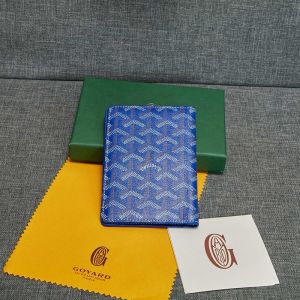 Goyard Grenelle Passport Cover In Goyardine Canvas Blue