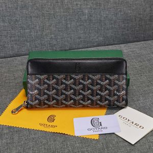 Goyard Matignon GM Wallet In Goyardine Canvas Black/Brown