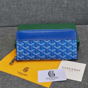 Goyard Matignon GM Wallet In Goyardine Canvas Blue