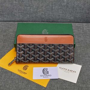 Goyard Matignon GM Wallet In Goyardine Canvas Brown