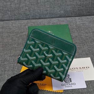 Goyard Matignon PM Wallet In Goyardine Canvas Green