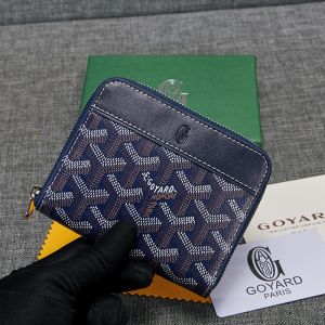 Goyard Matignon PM Wallet In Goyardine Canvas Navy Blue