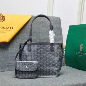 Goyard Mini Anjou Reversible Tote In Goyardine Calfskin Grey