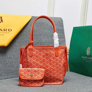 Goyard Mini Anjou Reversible Tote In Goyardine Calfskin Orange