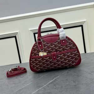 Goyard Mini Saint Jeanne PM Bowler Bag In Goyardine Canvas Burgundy