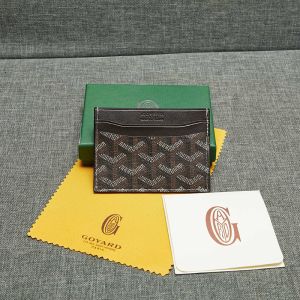 Goyard Saint-Sulpice Card Wallet In Goyardine Canvas Black/Brown