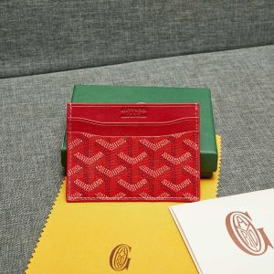 Goyard Saint-Sulpice Card Wallet In Goyardine Canvas Red