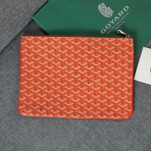 Goyard Senat Pouch In Goyardine Canvas Orange