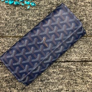 Goyard Varenne Long Wallet In Goyardine Canvas Blue