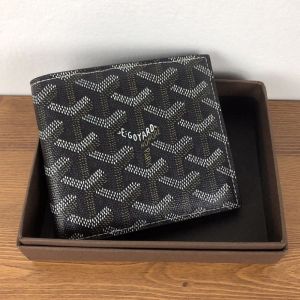 Goyard Victoire Bifold Wallet In Goyardine Canvas Black