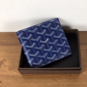 Goyard Victoire Bifold Wallet In Goyardine Canvas Navy Blue