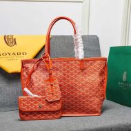 Goyard Anjou Reversible Tote In Goyardine Calfskin Orange