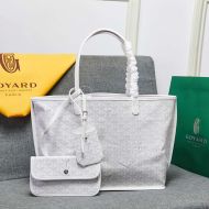 Goyard Anjou Reversible Tote In Goyardine Calfskin White