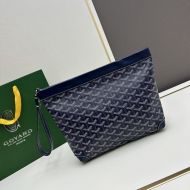 Goyard Conti Pouch In Goyardine Canvas Navy Blue