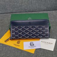 Goyard Matignon GM Wallet In Goyardine Canvas Navy Blue